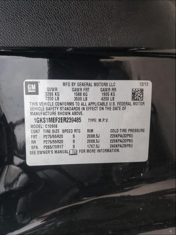 1GKS1MEF2ER239485 GMC YUKON XL DENALI