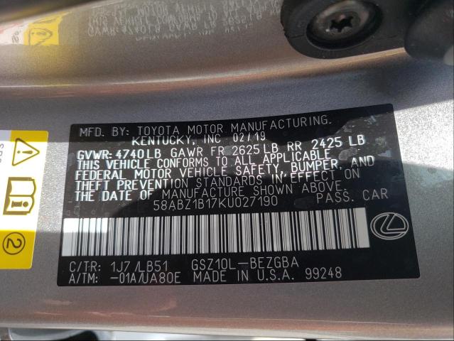 58ABZ1B17KU027190 Lexus ES 350
