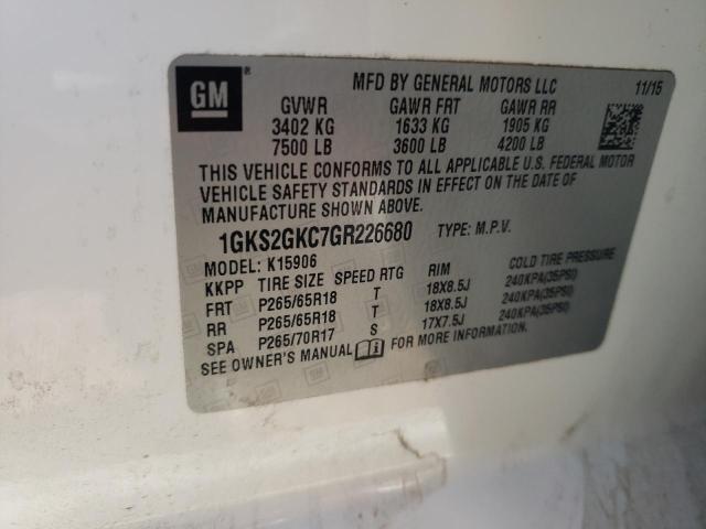 1GKS2GKC7GR226680 GMC Yukon Xl K1500 Slt