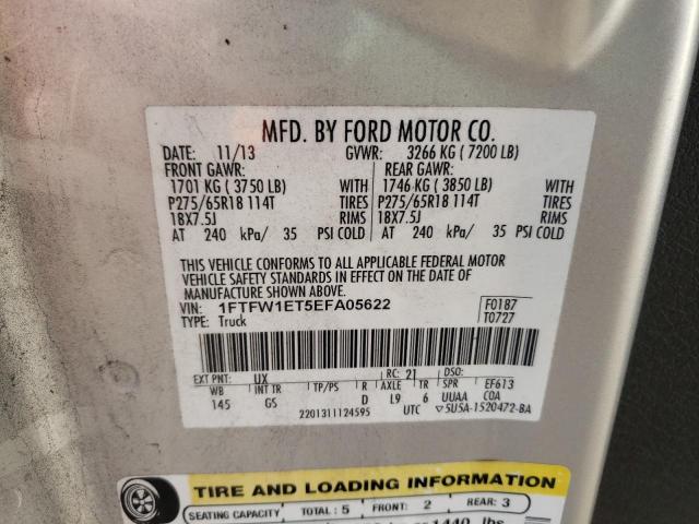 1FTFW1ET5EFA05622 Ford F150 Supercrew