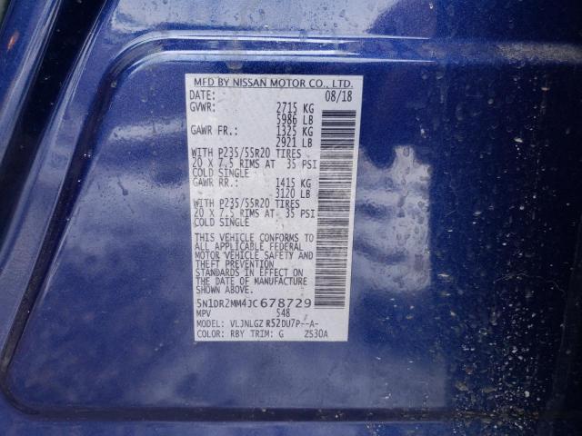 5N1DR2MM4JC678729 Nissan Pathfinder S