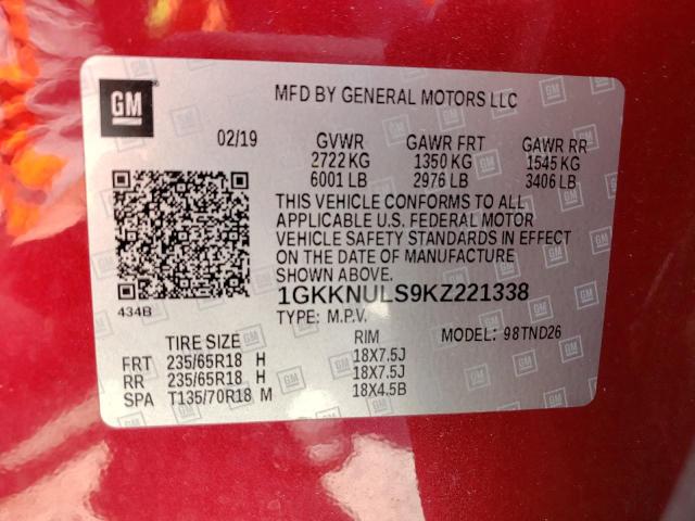 1GKKNULS9KZ221338 GMC Acadia Slt-1