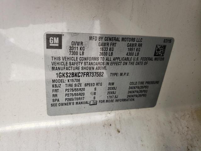 1GKS2BKC7FR737582 GMC YUKON SLT
