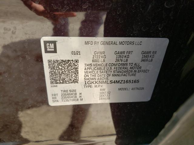 1GKKNMLS4MZ165165 GMC ACADIA SLT