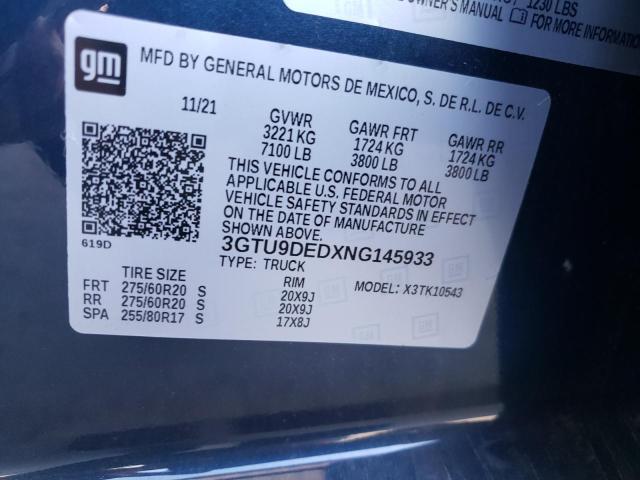 3GTU9DEDXNG145933 GMC Sierra Limited K1500 Slt