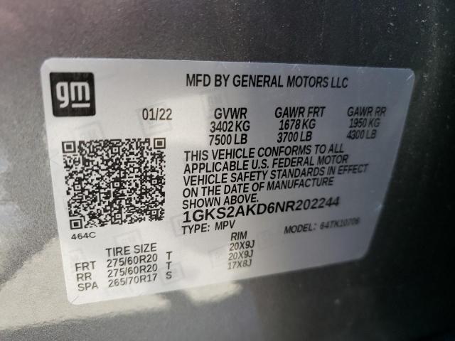 1GKS2AKD6NR202244 GMC YUKON SLE