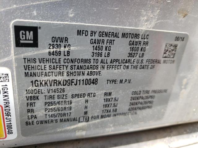 1GKKVRKD9FJ110048 GMC Acadia Slt-1