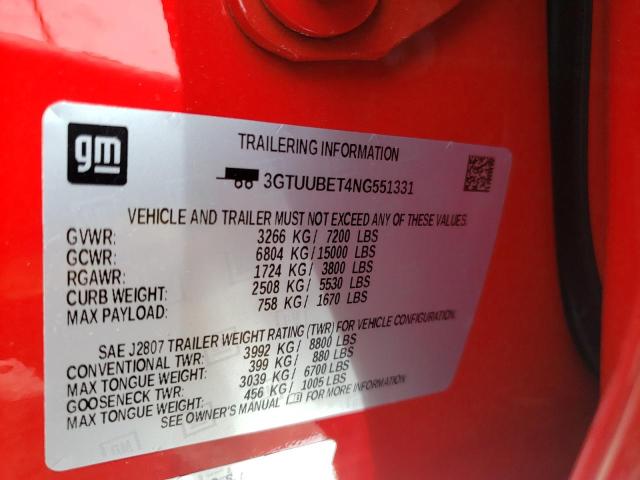 3GTUUBET4NG551331 GMC Sierra K1500 Sle