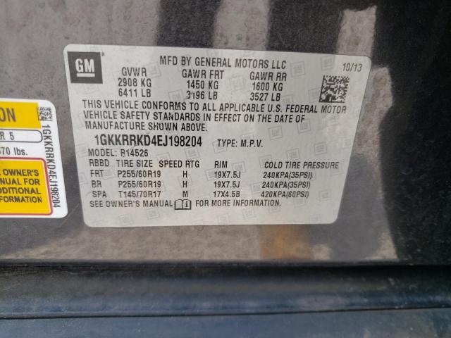 1GKKRRKD4EJ198204 GMC Acadia Slt-1