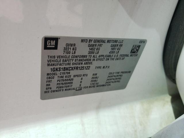 1GKS1BKCXFR125122 GMC YUKON SLT