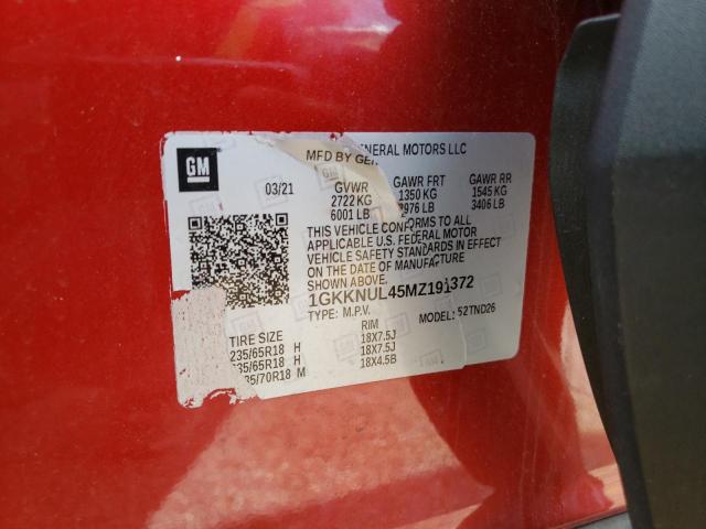1GKKNUL45MZ191372 GMC ACADIA SLT