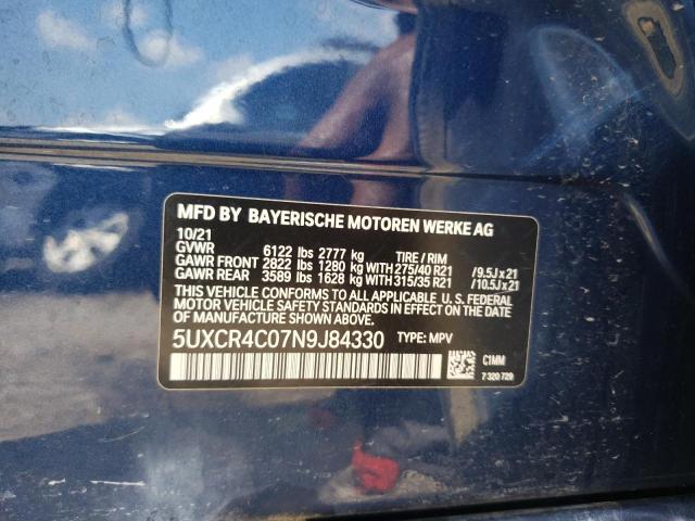 5UXCR4C07N9J84330 BMW X5 Sdrive 40i