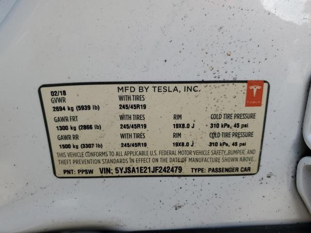 5YJSA1E21JF242479 Tesla MODEL S