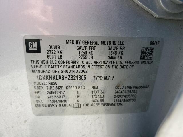1GKKNKLA8HZ321306 GMC ACADIA SLE