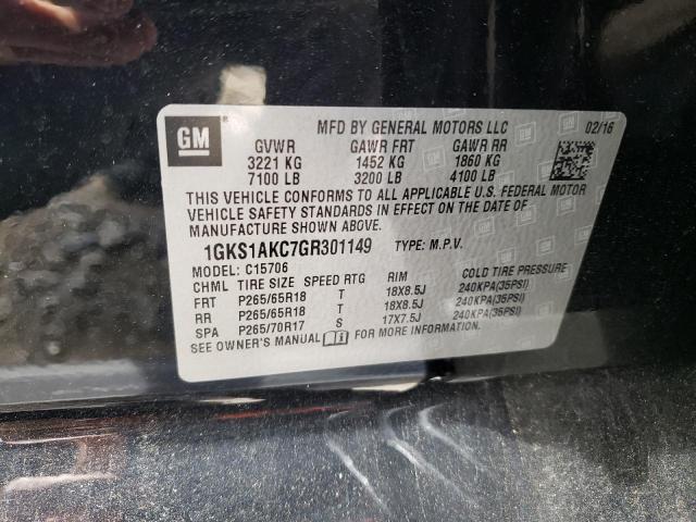1GKS1AKC7GR301149 GMC YUKON SLE