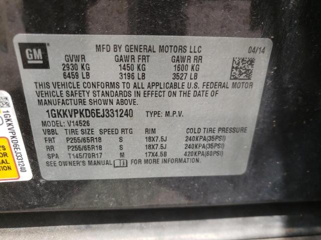 1GKKVPKD6EJ331240 GMC ACADIA SLE