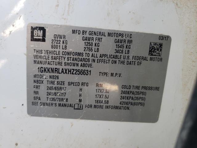 1GKKNRLAXHZ256631 GMC ACADIA SLE