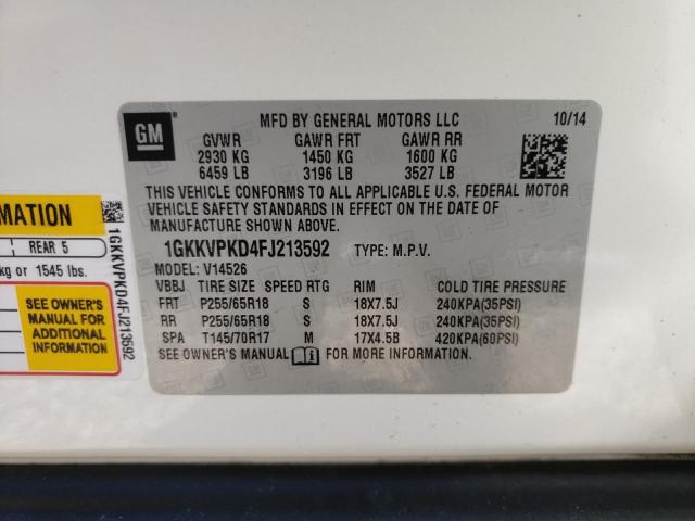 1GKKVPKD4FJ213592 GMC ACADIA SLE