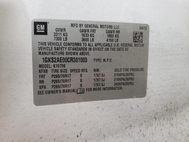1GKS2AE00CR301003 GMC YUKON SLE