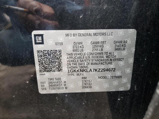 1GKKNKLA7KZ294672 GMC ACADIA SLE