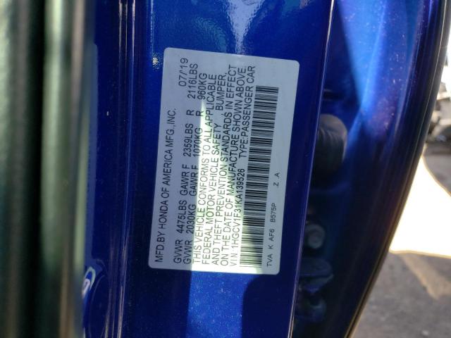 1HGCV1F31KA139526 Honda Accord Sport