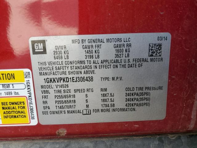 1GKKVPKD1EJ306438 GMC ACADIA SLE