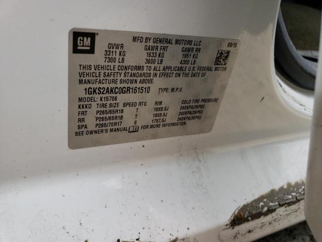1GKS2AKC0GR161510 GMC YUKON SLE
