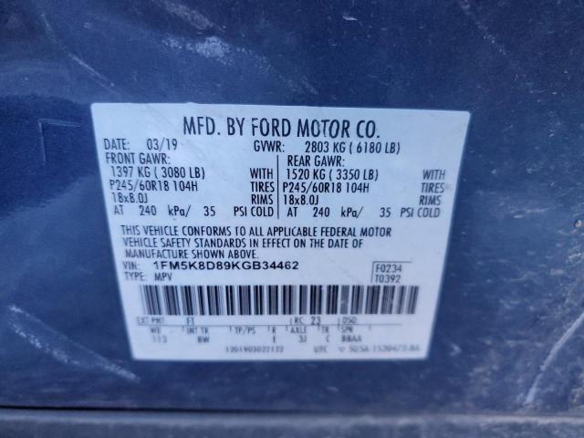 1FM5K8D89KGB34462 Ford EXPLORER XLT