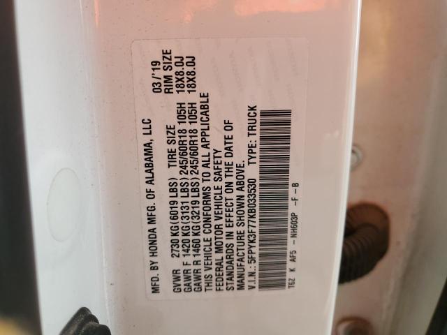 5FPYK3F77KB033530 Honda Ridgeline Rtl