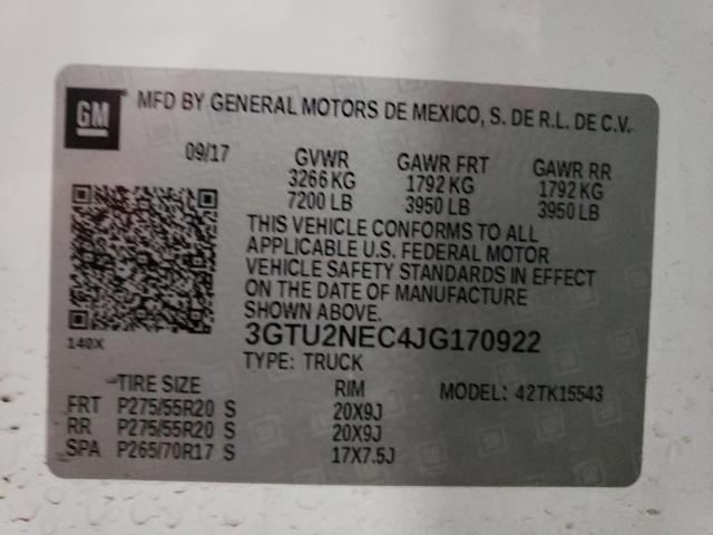 3GTU2NEC4JG170922 GMC Sierra K1500 Slt