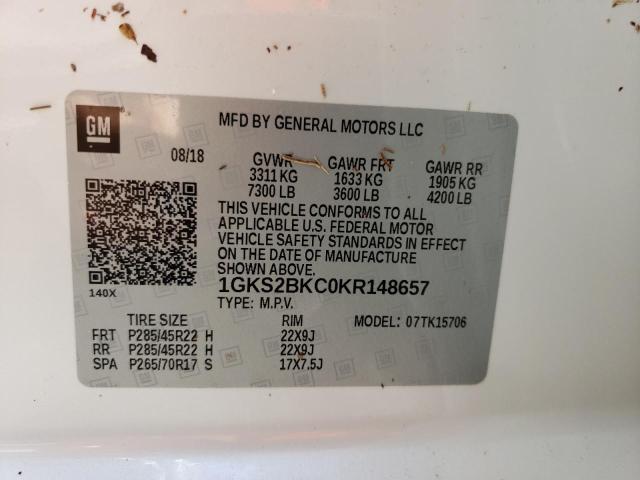 1GKS2BKC0KR148657 GMC YUKON SLT