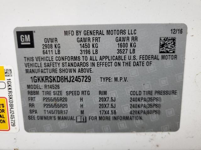 1GKKRSKD8HJ245729 GMC Acadia Limited Slt-2