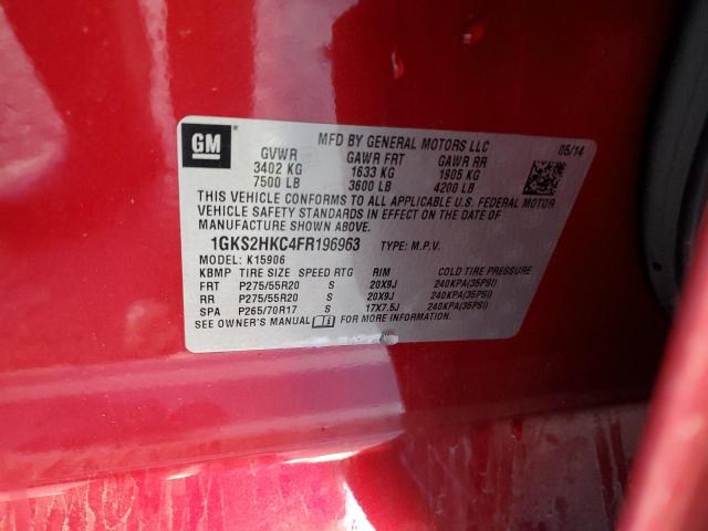 1GKS2HKC4FR196963 GMC Yukon Xl K1500 Slt