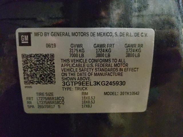 3GTP9EEL3KG245930 GMC Sierra K1500 At4