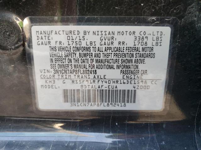 3N1CN7AP8FL892418 Nissan VERSA S