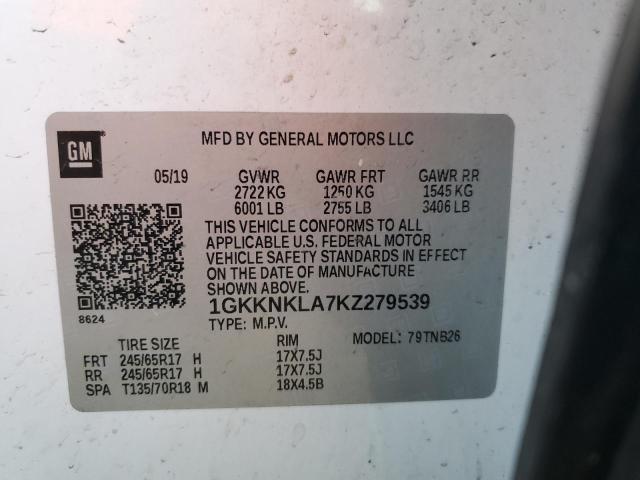 1GKKNKLA7KZ279539 GMC ACADIA SLE