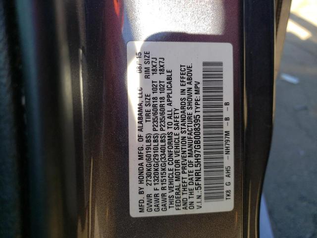 5FNRL5H97GB008395 Honda Odyssey Touring