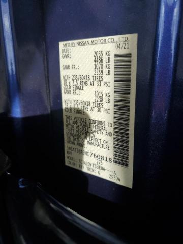 5N1AT3BA9MC760818 Nissan ROGUE SV
