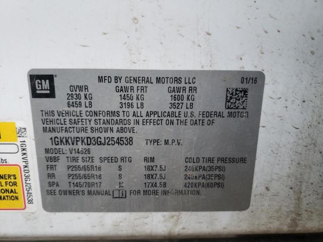 1GKKVPKD3GJ254538 GMC ACADIA SLE