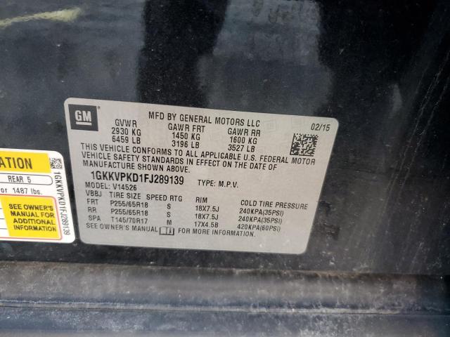 1GKKVPKD1FJ289139 GMC ACADIA SLE