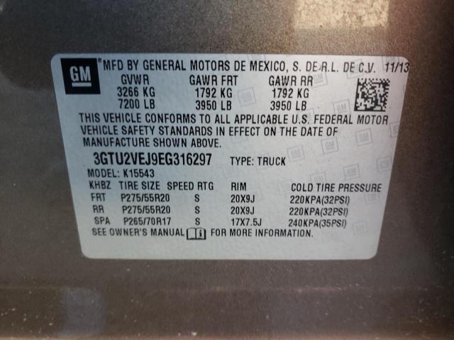 3GTU2VEJ9EG316297 GMC Sierra K1500 Slt