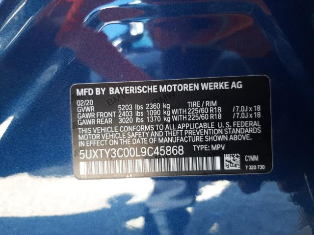 5UXTY3C00L9C45868 BMW X3 Sdrive30i