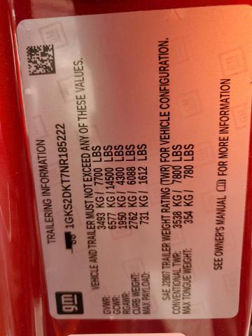 1GKS2DKT7NR185222 GMC YUKON DENALI