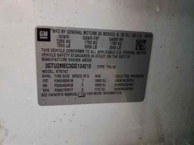 3GTU2MEC3GG104218 GMC Sierra K1500 Sle