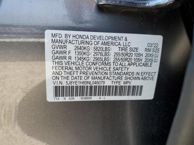5J8YE1H89NL046079 Acura Mdx Advance
