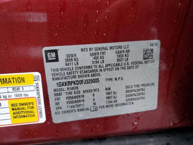 1GKKRPKD0FJ329005 GMC ACADIA SLE