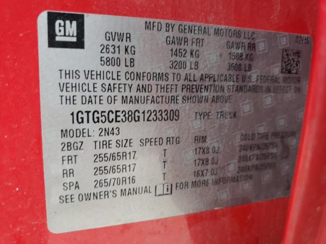 1GTG5CE38G1233309 GMC CANYON SLE