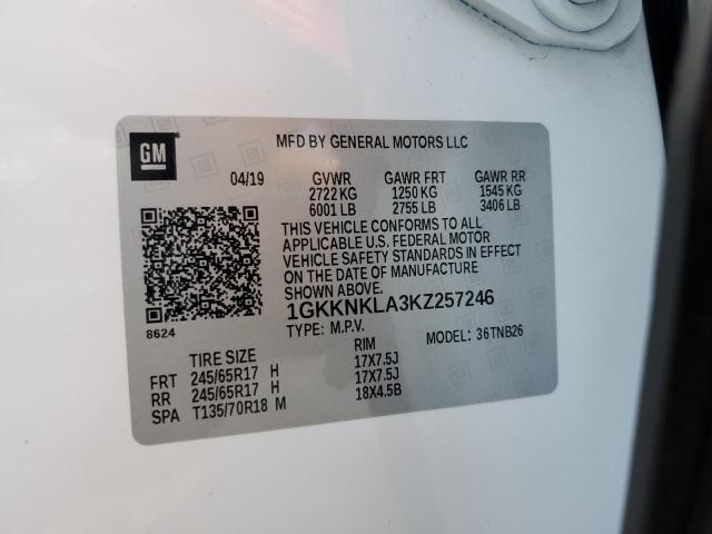 1GKKNKLA3KZ257246 GMC ACADIA SLE