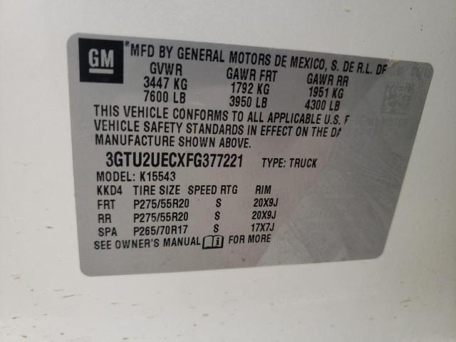 3GTU2UECXFG377221 GMC Sierra K1500 Sle