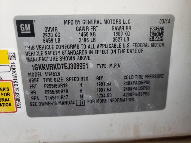 1GKKVRKD7EJ308951 GMC Acadia Slt-1